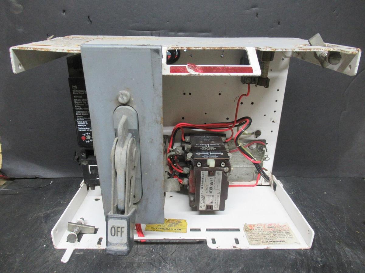 Used CUTLER HAMMER MOTOR STARTER CONTROL 12" W/ A10CN0 NEMA SIZE 1 3 AMP 600 VAC