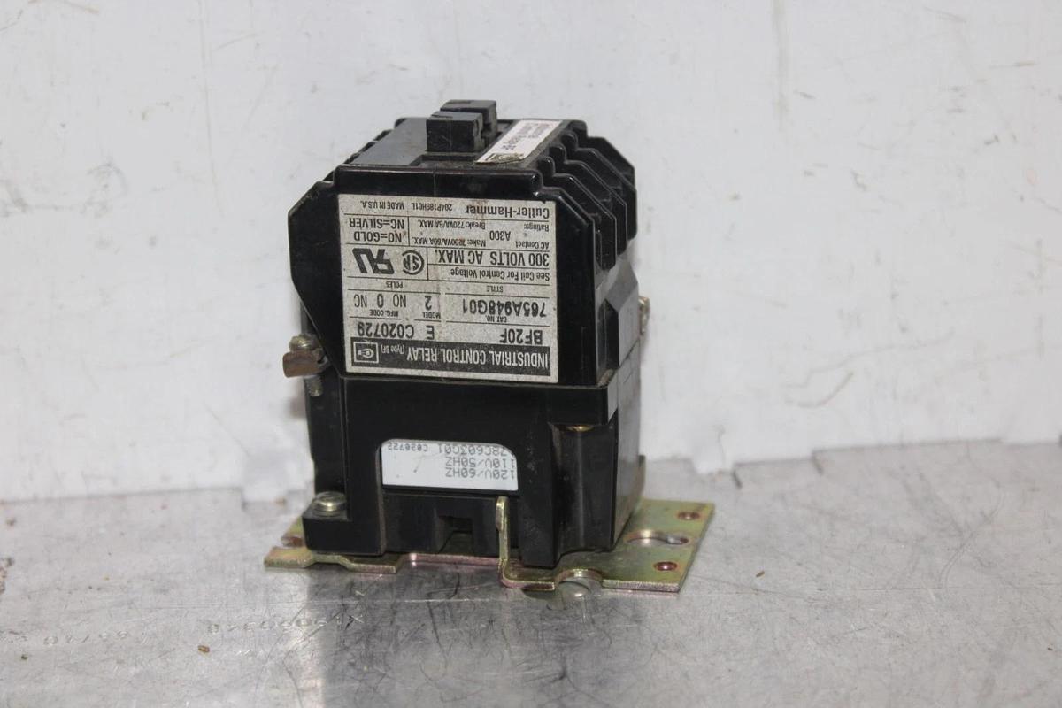 Used WESTINGHOUSE INDUSTRIAL CONTROL RELAY BF20F MODEL E 300 VAC 6 AMP COIL: 120V