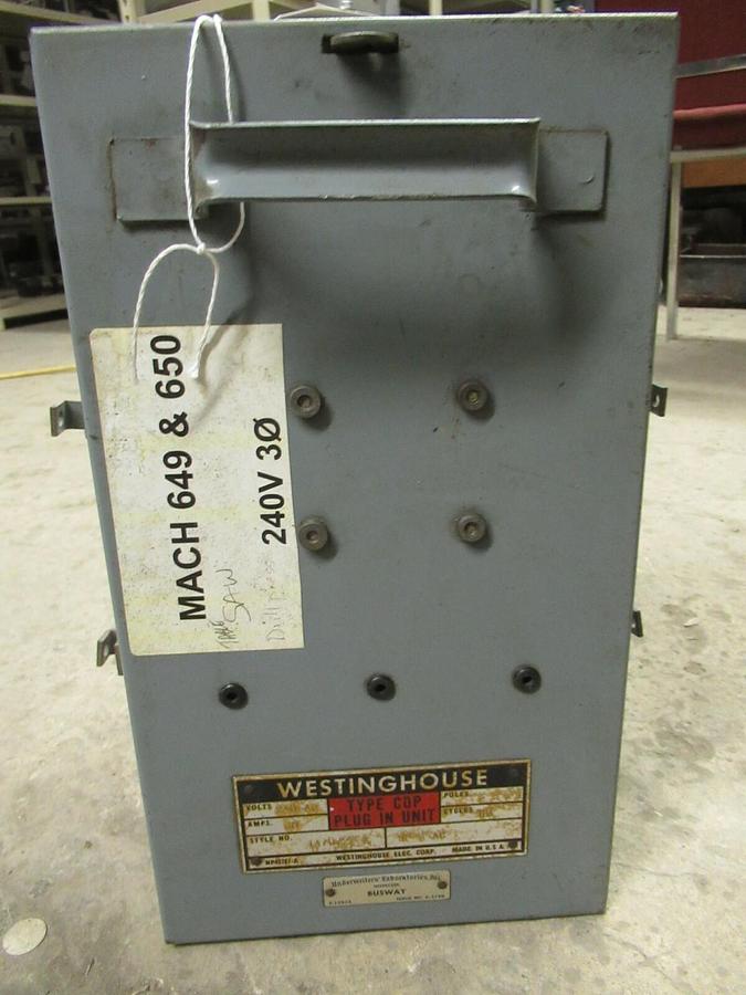 Used WESTINGHOUSE COP 30 AMP 240V FUSIBLE BUSS BUS PLUG STYLE 1470722-A TAP