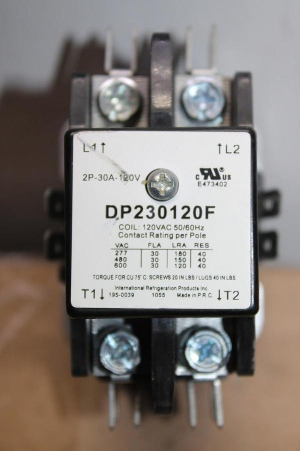 Used LOT OF 2 INTERNATIONAL REFRIDGERATION PRODUCTS CONTACTOR DP230120F 600V 30A