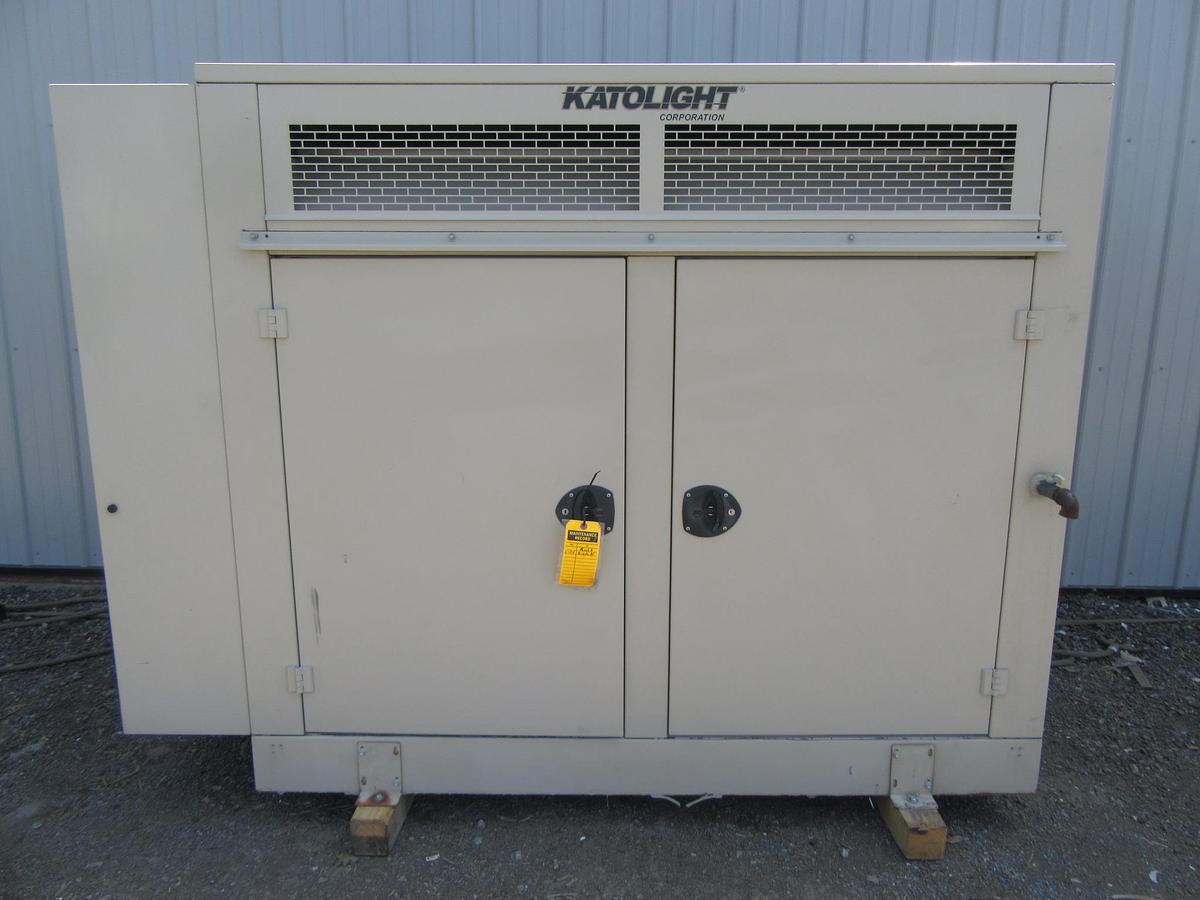 Used 30 KW NATURAL GAS PROPANE GENERATOR KATOLIGHT 120/240V RE-CONNECTABLE 347HRS VIDEO WE SHIP