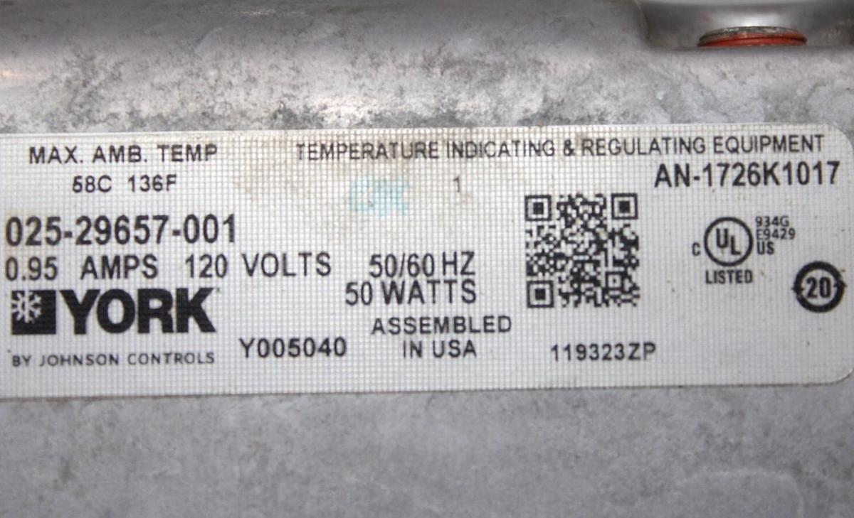 Used YORK ACTUATOR 025-29657-001 0.95 AMP 120 VOLT 50/60 HZ 50 WATT