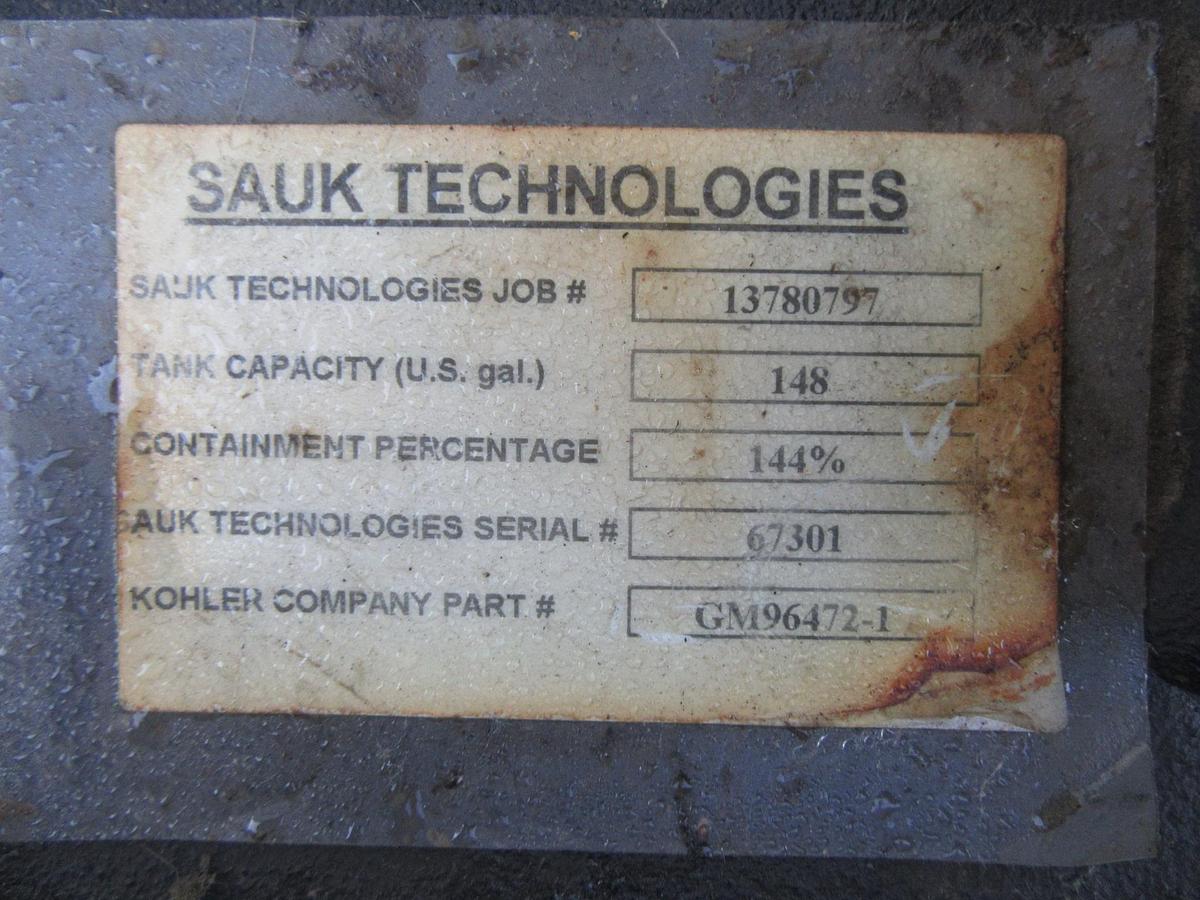 Used 148 GALLON SAUK / KOHLER FLAMMABLE LIQUID DOUBLE WALL DIESEL FUEL TANK