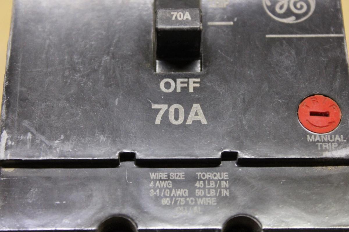 Used GE HACR TEY CIRCUIT BREAKER E11592 70 AMP 3-POLE 480/277 VAC **WARRANTY**