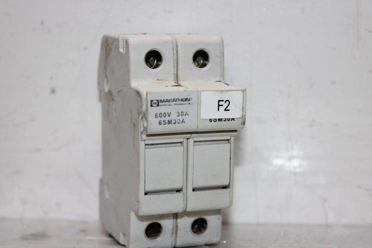 Used MARATHON MIDGET FUSE HOLDER 6SM30A 600 VOLT 30 AMP 2-POLE **WARRANTY**