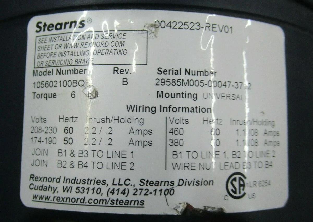 Used 1 HP SE ENCORE E26 WINSMITH XDBS 40:1 GEAR BOX W/ LEESON MOTOR & STEARNS BRAKE