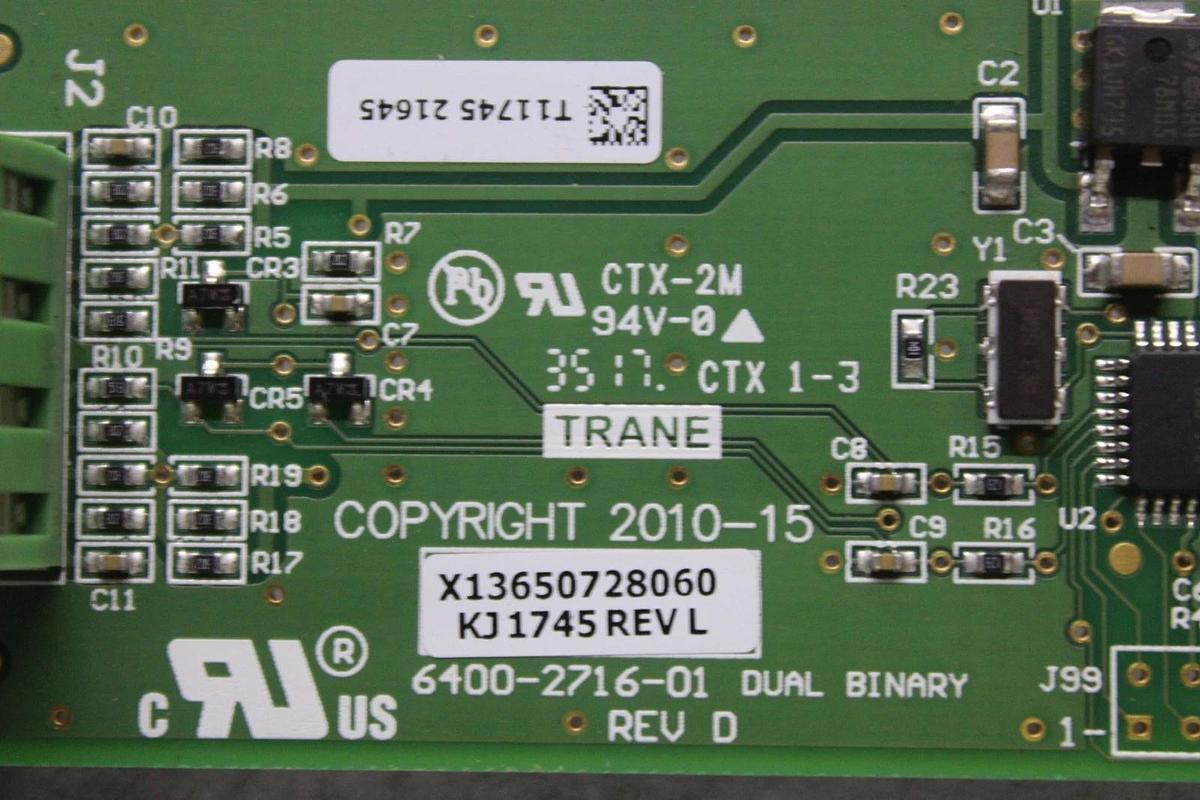 Used TRANE DUAL BINARY 6400-2716-01 REV. D X13650728060 REV. L **WARRANTY**