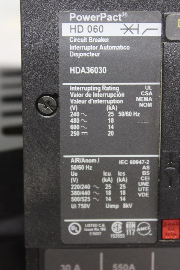 Used SQUARE D I-LINE CIRCUIT BREAKER LC36300 300 AMP 600 VAC 3-POLE