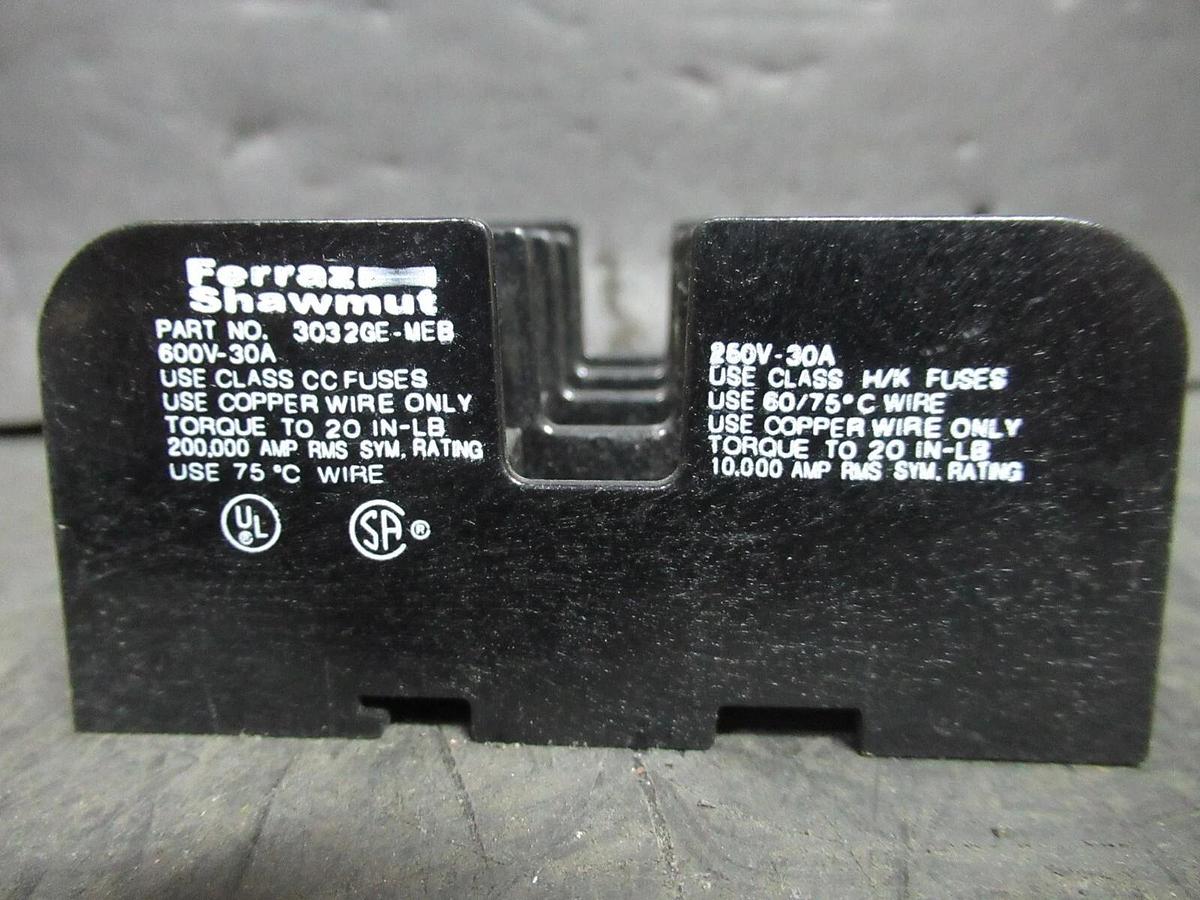 Used FERRAZ SHAWMUT 3032GE-MEB FUSE HOLDER 4-POLE 600 VAC 30 AMP CLASS CC/H/K
