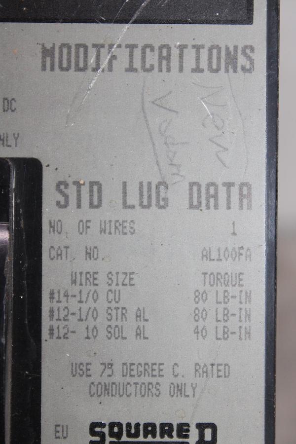 Used SQUARE D I-LINE CIRCUIT BREAKER FA340560 SERIES 2 60 AMP 480 VAC 3-POLE