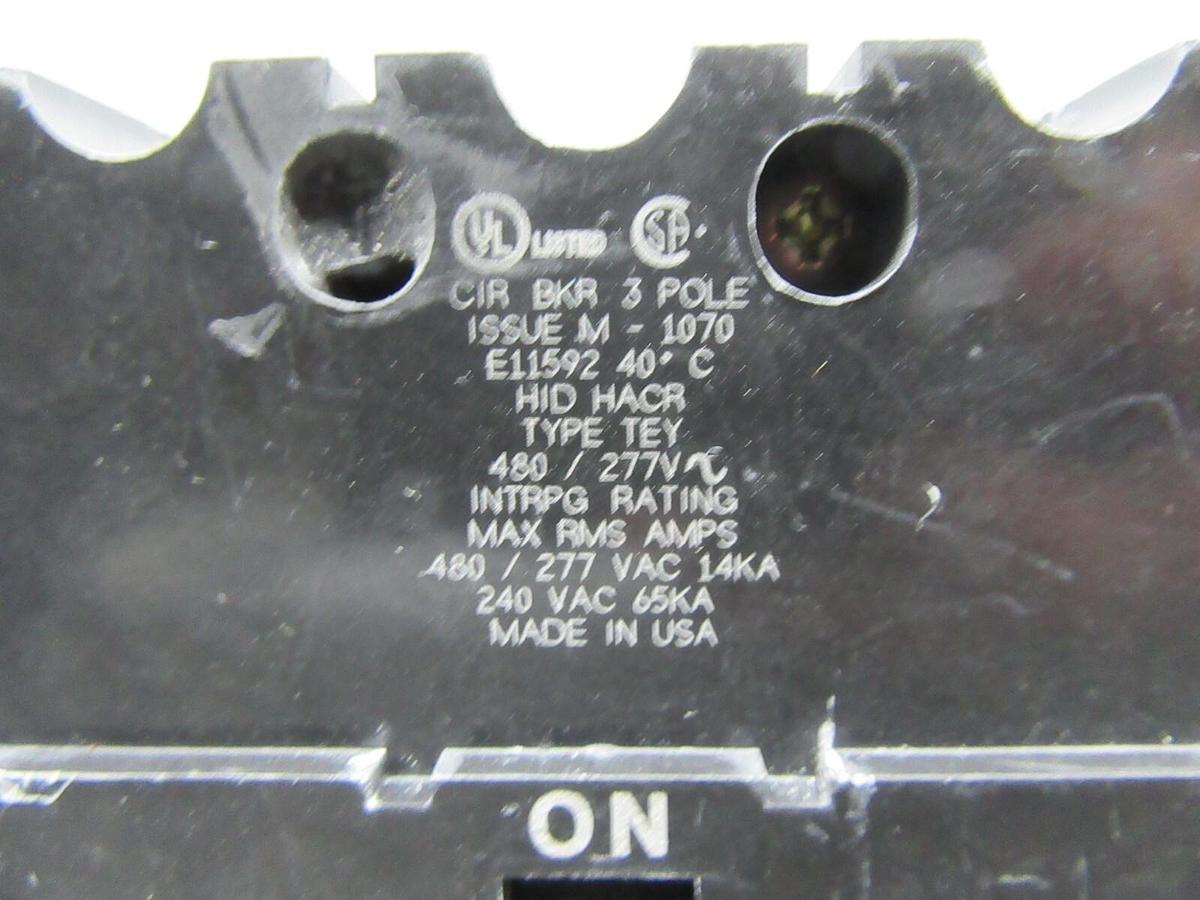 Used GE E11592 TEY HACR BREAKER 15 AMP 480/277 VAC 3-POLE **WARRANTY INCLUDED**