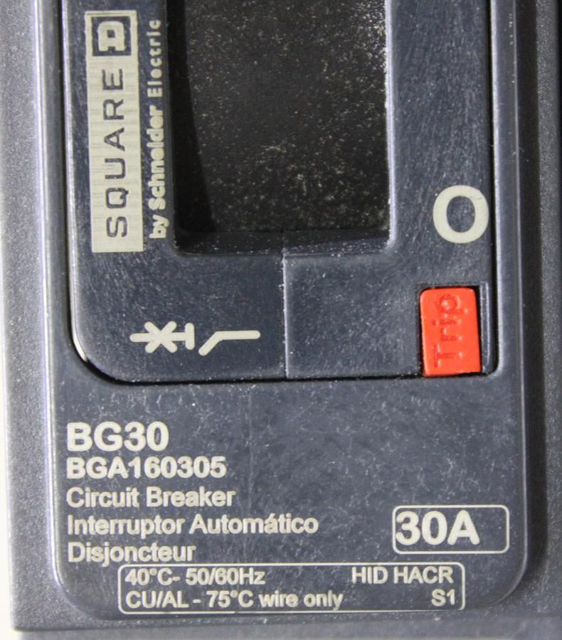 Used SQUARE D POWERPACT I-LINE CIRCUIT BREAKER BGA160303 30 AMP B-POLE 277 VAC