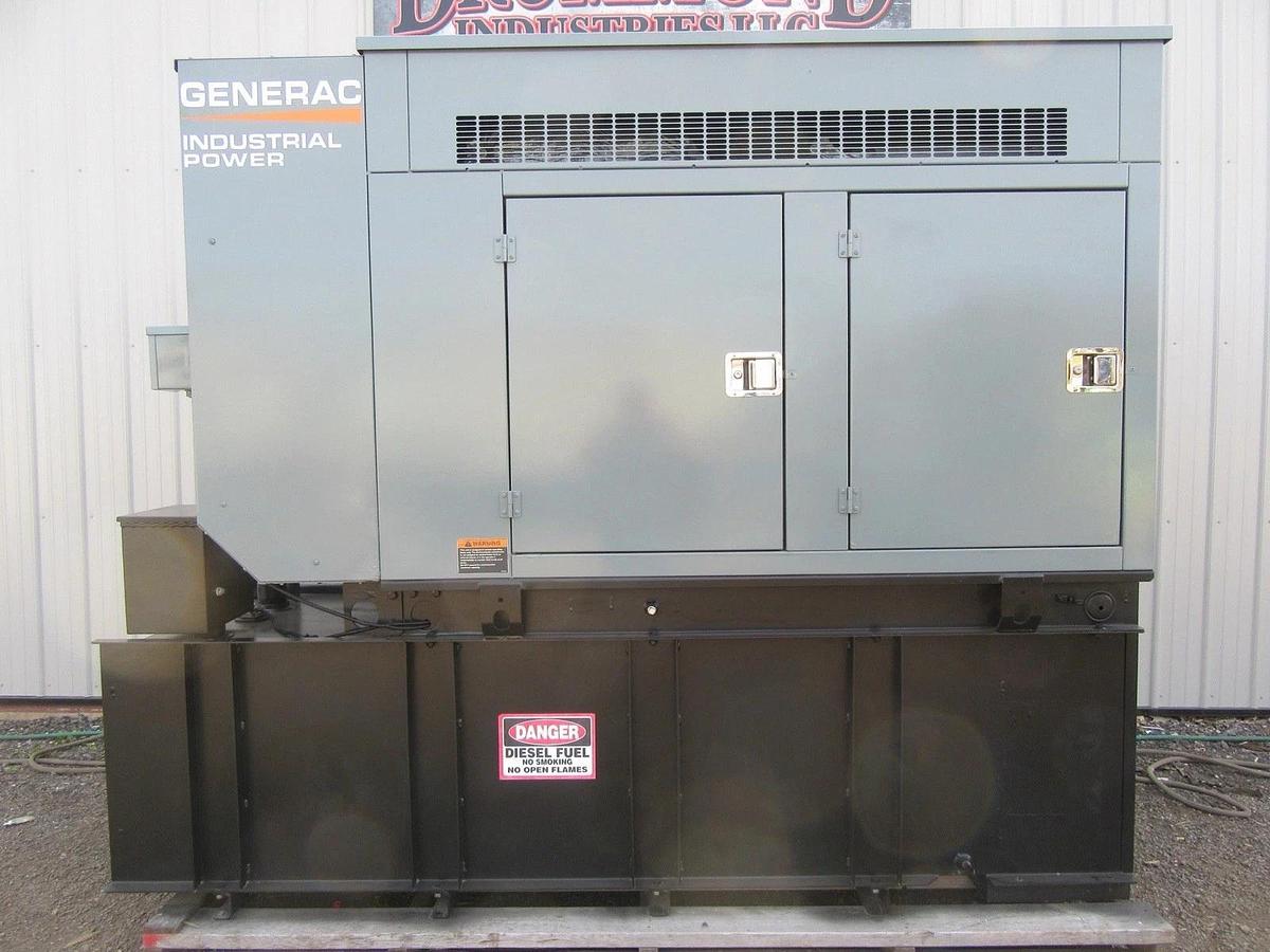 Used 48 KW DIESEL GENERATOR GENERAC 120/240 VOLT 393 HRS SOUND ENCLOSED VIDEO 50 KW