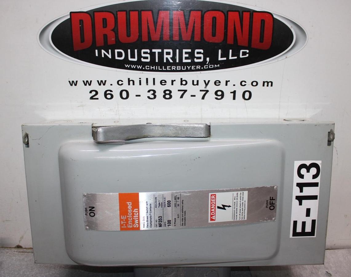 Used ITE ENCLOSED DISCONNECT SWITCH NF353 100 AMP 600 VAC TYPE 1 ENCLOSURE HEAVY DUTY