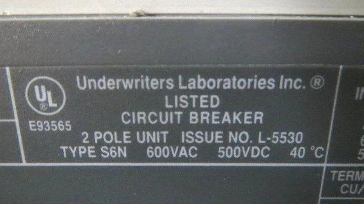 Used ABB S6N BREAKER 600 AMP 600 VAC 500 VDC 2 POLE WITH 600 AMP TRIP **WARRANTY**