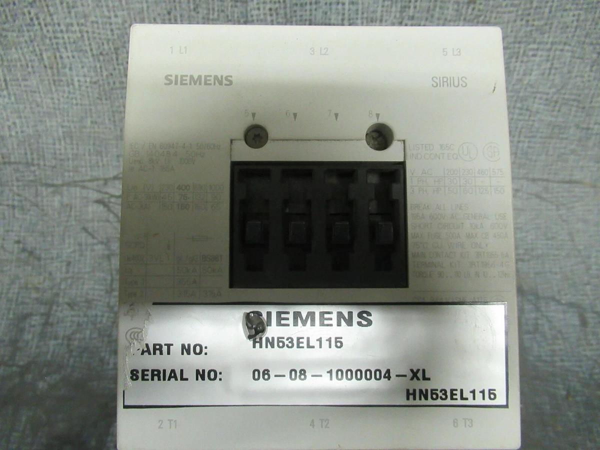 Used 195 AMP SIEMENS CONTACTOR HN53EL115 600 VAC 3 POLE **WARRANTY INCLUDED**