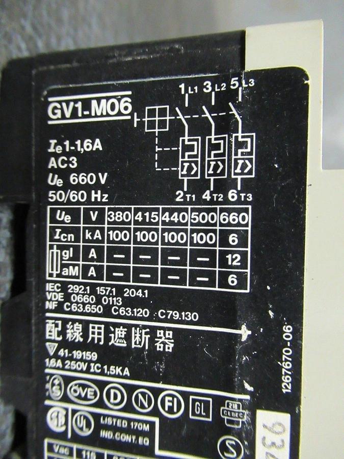 Used TELEMECANIQUE MANUAL MOTOR STARTER GV1-M06 600 VOLT 1-1.6 AMP 1 HP **WARRANTY**