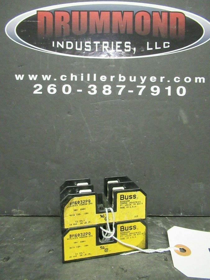 Used LOT OF 2 BUSSMAN FUSE HOLDER BM6032 FOR 30 AMP 600 V FUSES **WARRANTY**