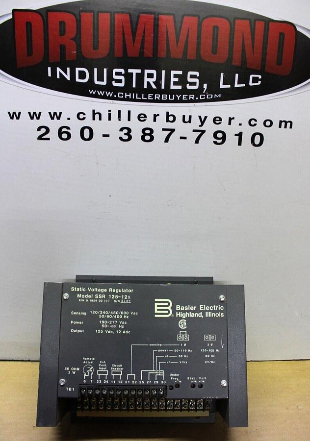 Used BASLER STATIC VOLTAGE REGULATOR SSR 125-12X 9-1859-00-107 600 VAC 400 HZ