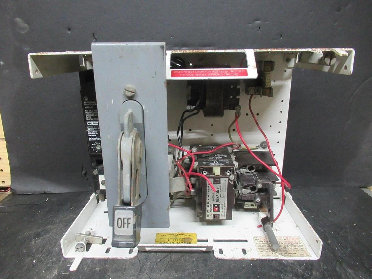 Used CUTLER HAMMER MOTOR STARTER CONTROL 12" W/ A10CN0 NEMA SIZE 1 15 AMP 600 VAC