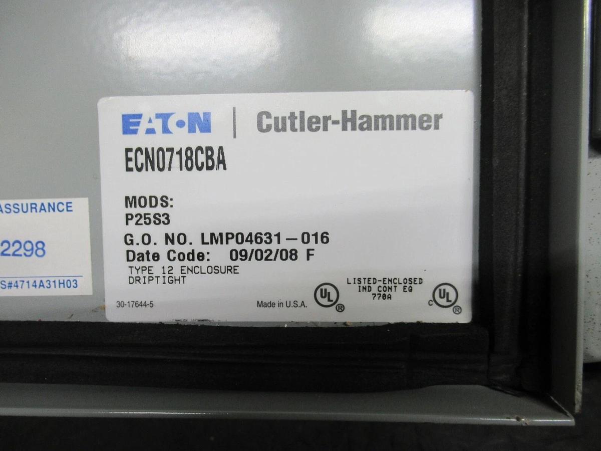 EATON COMBINATION STARTER ECN0718CAB TYPE: 12 W/ AN16DN0 27 AMP 600 VAC