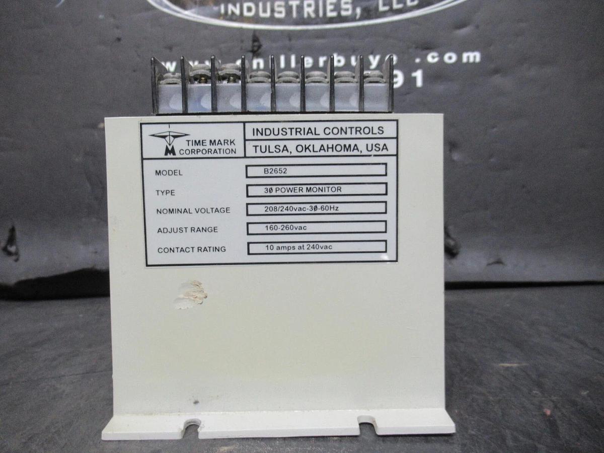 Used TIME MARK 3-PHASE POWER MONITOR B2652 208/240 VAC 60 HZ 10 AMP **WARRANTY**