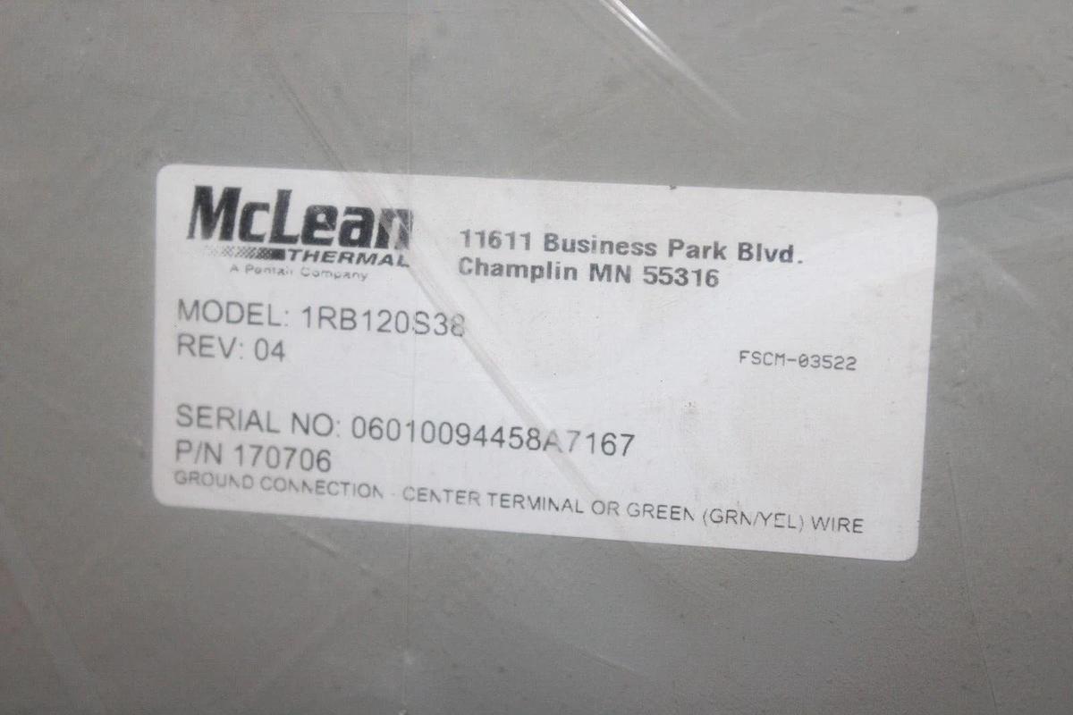 *NEW* MCLEAN FAN 1RB120S38 REV. 04 170706 **WARRANTY INCLUDED**