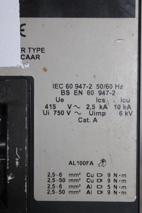 Used SQUARE D I-LINE CIRCUIT BREAKER FA36060 SERIES 2 60 AMP 600 VAC 3-POLE