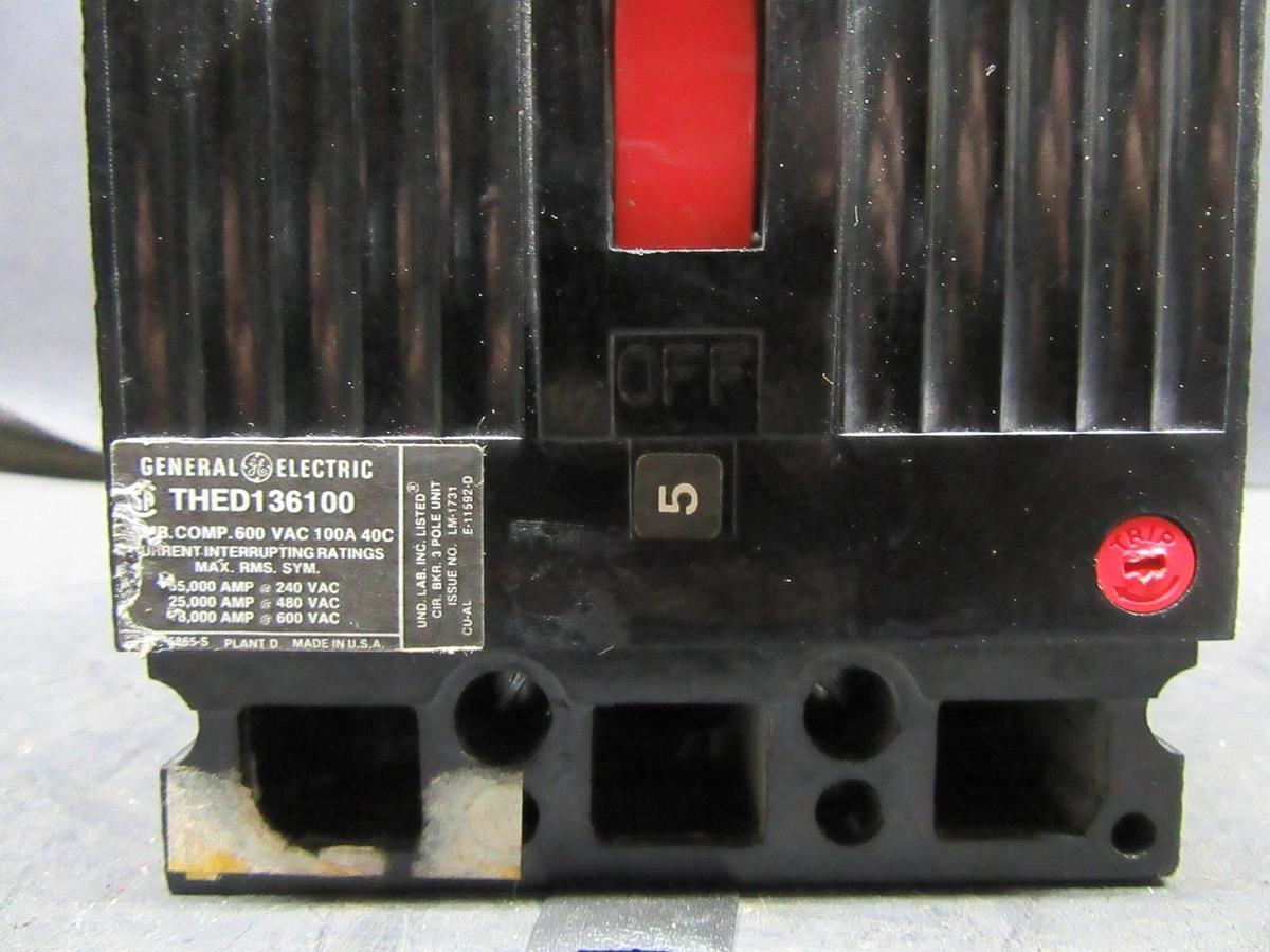 Used GE MOLDED CASE SWITCH THED136100 100 AMP 600 VAC 3-POLE **WARRANTY**