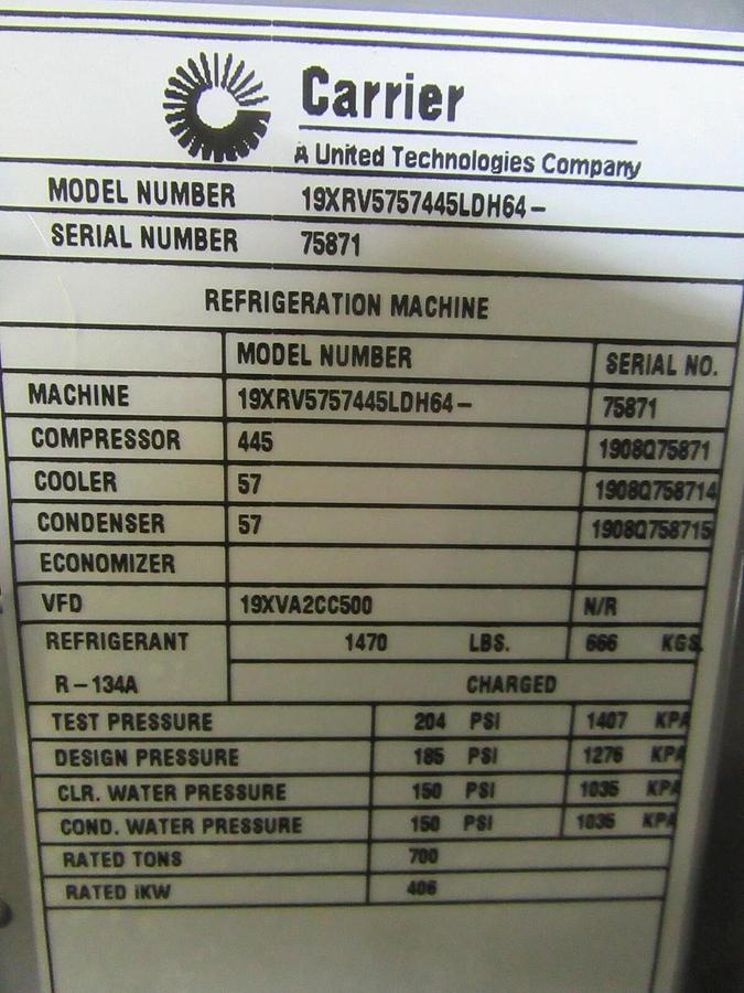 Used CARRIER COMFORT NETWORK ENCLOSURE 19XRV5757445LDH64 / 19XR04029402 CEPL130445-02