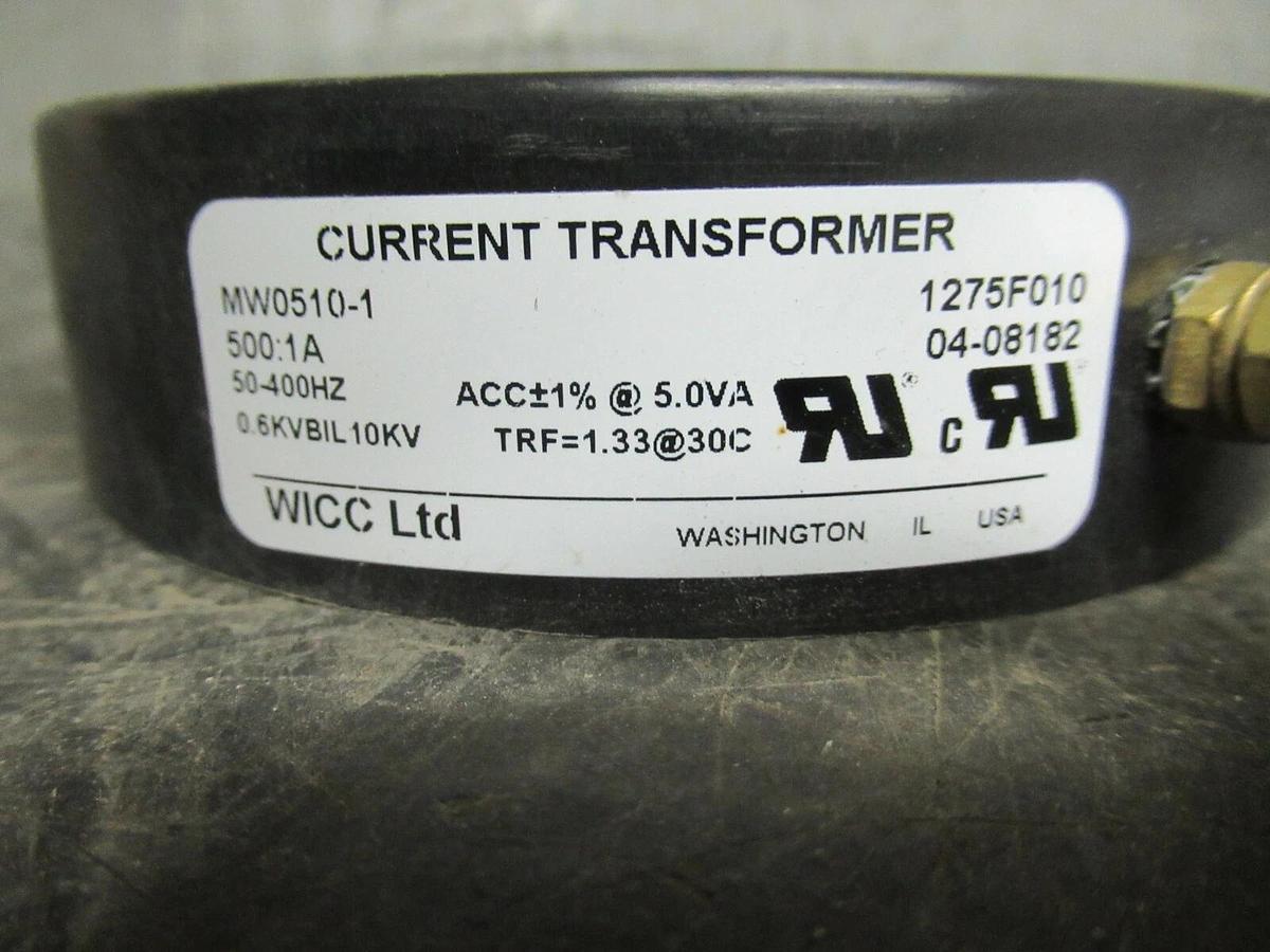Used WICC LTD CURRENT TRANSFORMER MW0510-1 RATIO: 500:1 A KV: 0.6 **WARRANTY**