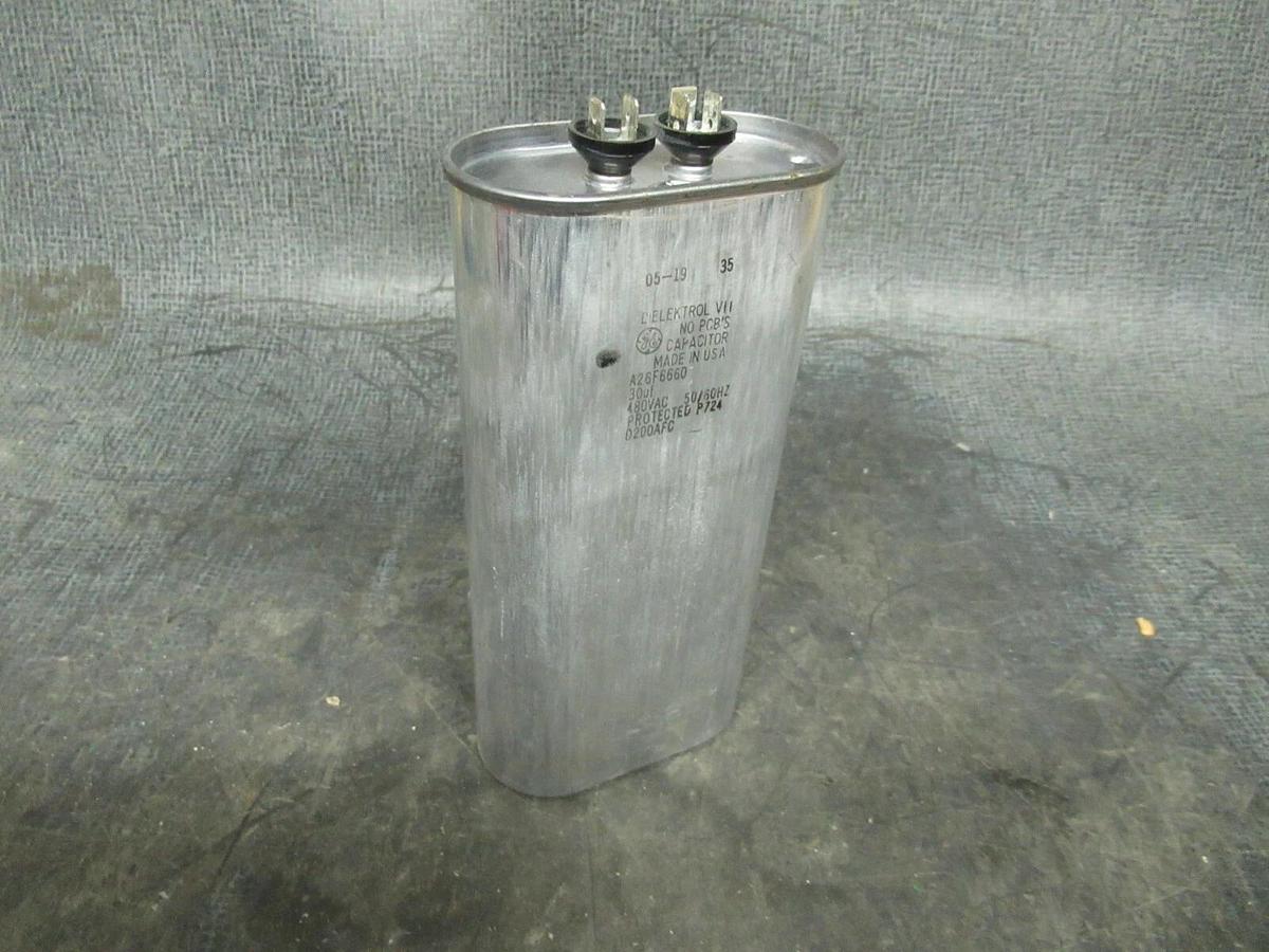 Used LOT OF 2 GENERAL ELECTRIC DIELEKTROL VII CAPACITOR A26F6660 / D200AFC 30uF 480 V