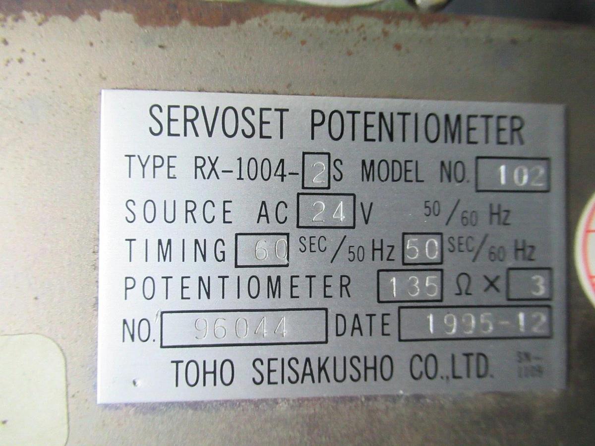 Used TOHO SEISAKUSHO SERVOSET POTENTIOMETER RX-1004-2S MODEL: 102 24 VAC **WARRANTY**