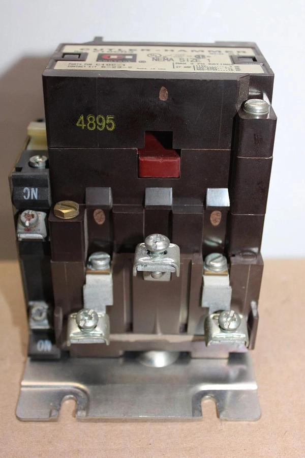 Used CUTLER HAMMER CONTACTOR C10CN3 27 AMP 600 VAC 10 HP 3-PHASE NEMA 1 COIL: 120V