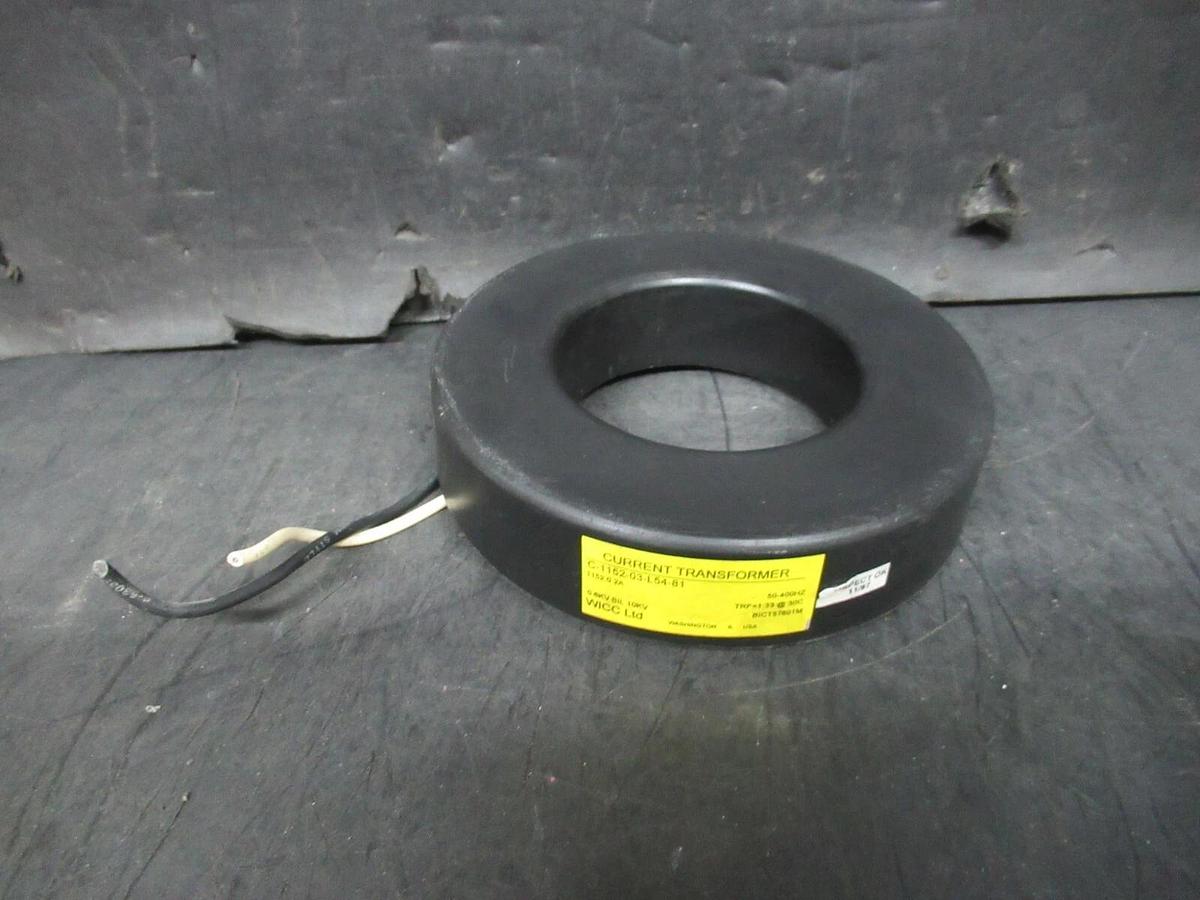 Used WICC CURRENT TRANSFORMER C-1152-03-L54-81 1152:0.2 AMP 10 KV 50-400 HZ