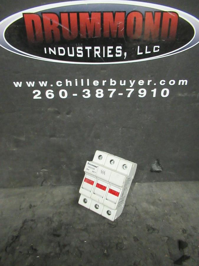 Used 30 AMP 600 VAC 3 POLE BUSSMANN CLASS CC FUSE HOLDER CHCC3DI SERIES CHCC UL CSA