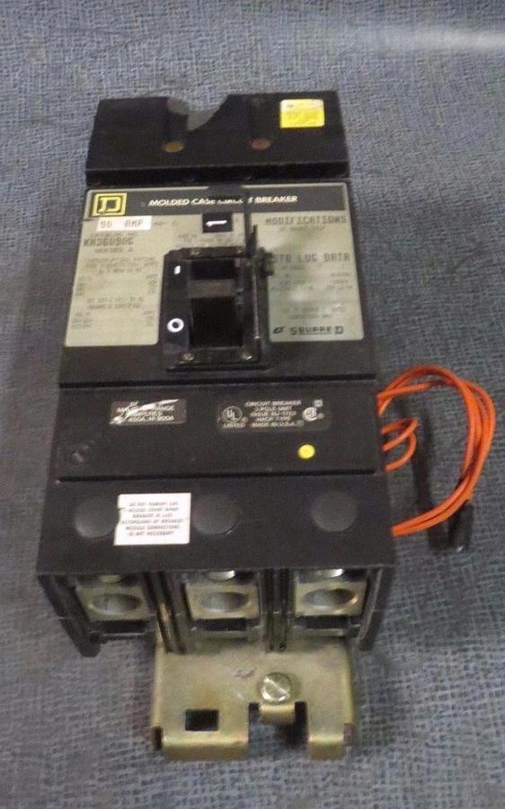 Used SQUARE D I-LINE BREAKER KH36090G 90 AMP 600 VAC 3 POLE W/ GROUND FAULT SHUNT