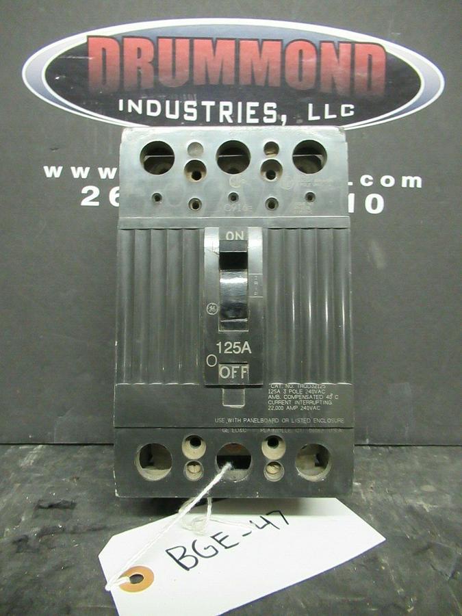 Used 125 AMP GENERAL ELECTRIC BREAKER TAQD32125 3 POLE 240 VAC **WARRANTY INCLUDED**