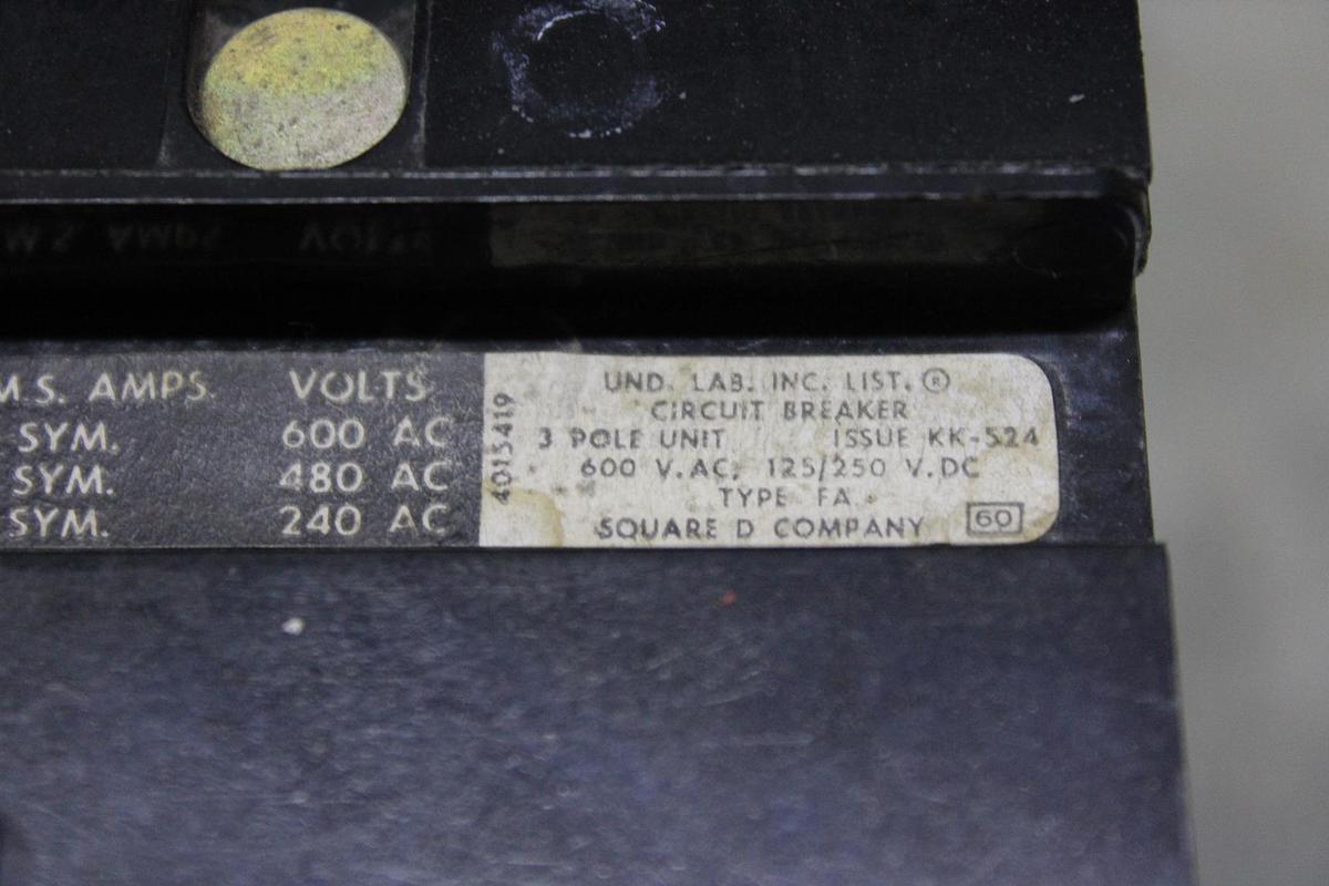 Used SQUARE D I-LINE CIRCUIT BREAKER FA34030 30 AMP 480 VOLT 3-POLE
