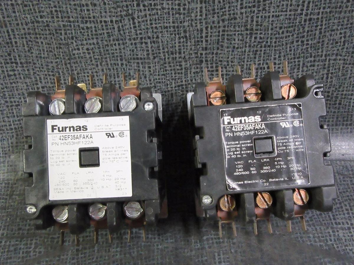Used (1) FURNAS CONTACTOR 42EF35AFAKA 60 AMP 600V 3 PHASE 40 HP 110-120V COIL HN53HF