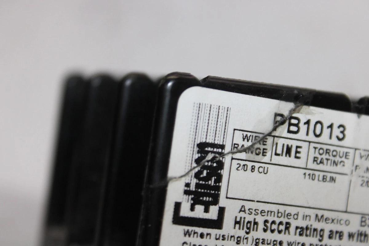 Used EDISON WIRE TERMINAL BLOCK PB1013 200 AMP 600 VOLT 3-POLE **WARRANTY**