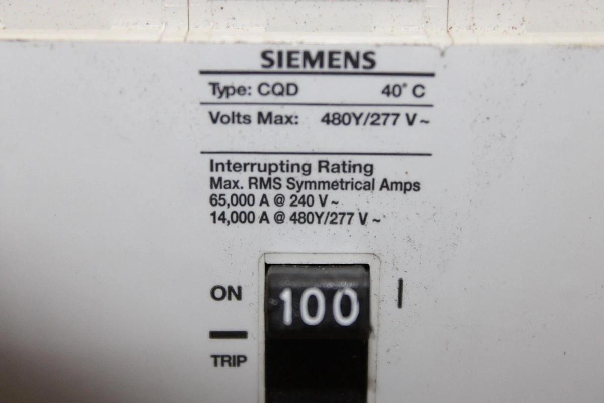 Used SIEMENS CQD CIRCUIT BREAKER CQD3100 100 AMP 3-POLE 480Y/277 VAC **WARRANTY**