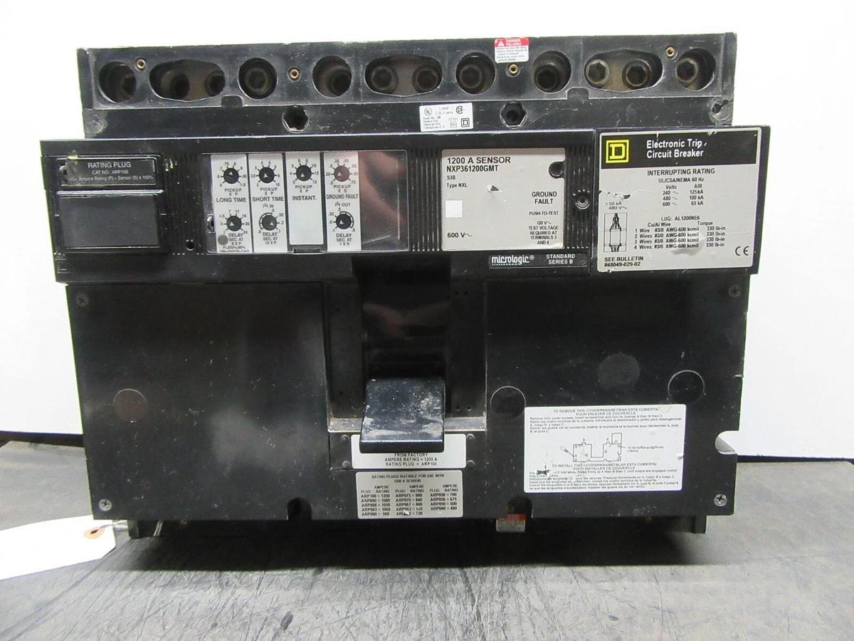 Used SQUARE D CIRCUIT BREAKER NXP361200GMT 1200 AMP 600V W/ ARP100 AND GROUND FAULT