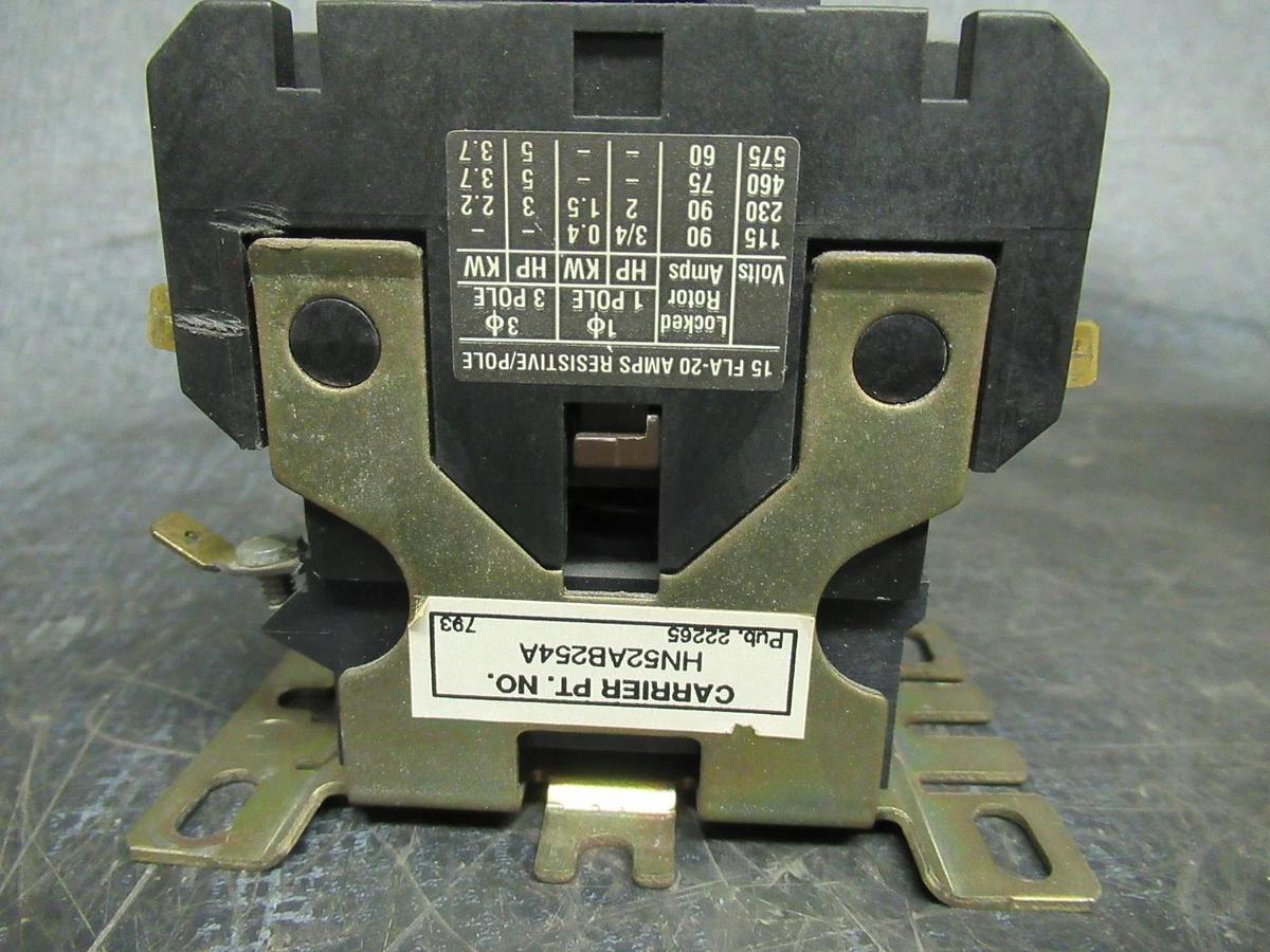 Used CUTLER-HAMMER CARRIER CONTACTOR C25DNY36 HN52AB254A 600V 5HP 15A COIL: 104-120V