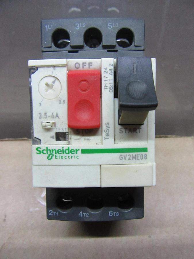 Used SCHNEIDER MANUAL MOTOR STARTER GV2ME08 2.5-4 AMP 600 VAC 3 HP **WARRANTY**