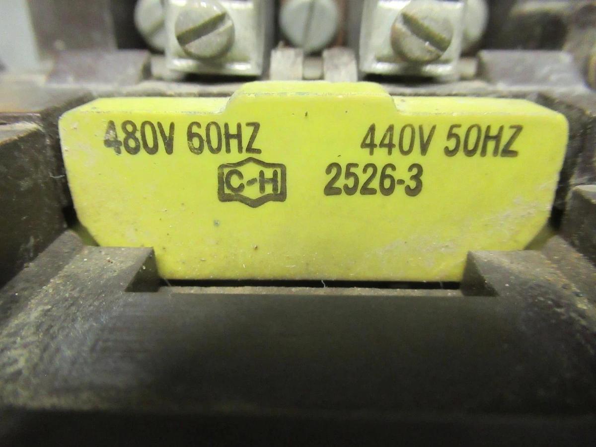 Used CUTLER-HAMMER CONTACTOR C10DN3 NEMA SIZE 2 45 AMP 600 VAC 25 HP COIL: 480V