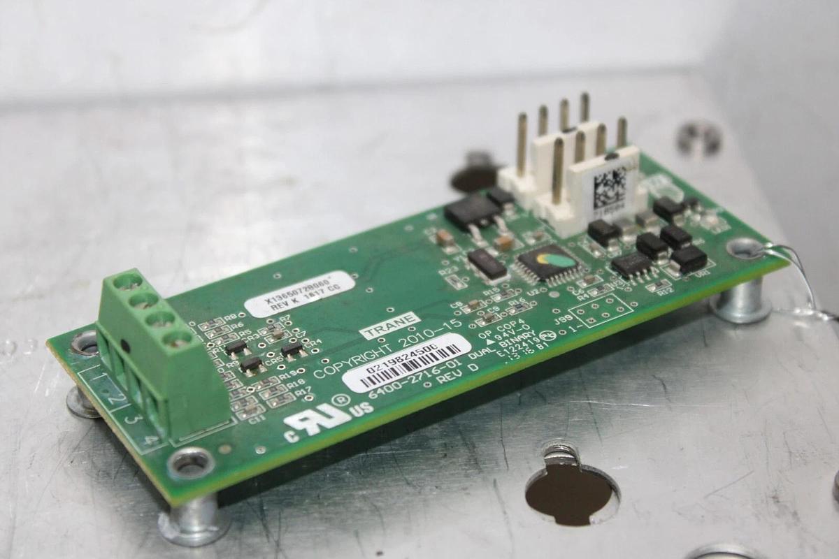Used TRANE DUAL BINARY CIRCUIT BOARD X13650728060 REV. K 6400-2716-01 REV. D