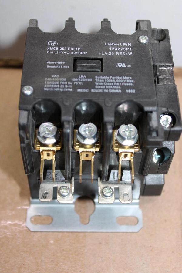 Used LIEBERT CPNTACTOR XMC0-253-EC01P 123273P1 3-POLE 25 AMP 600 VAC COIL: 24 VAC