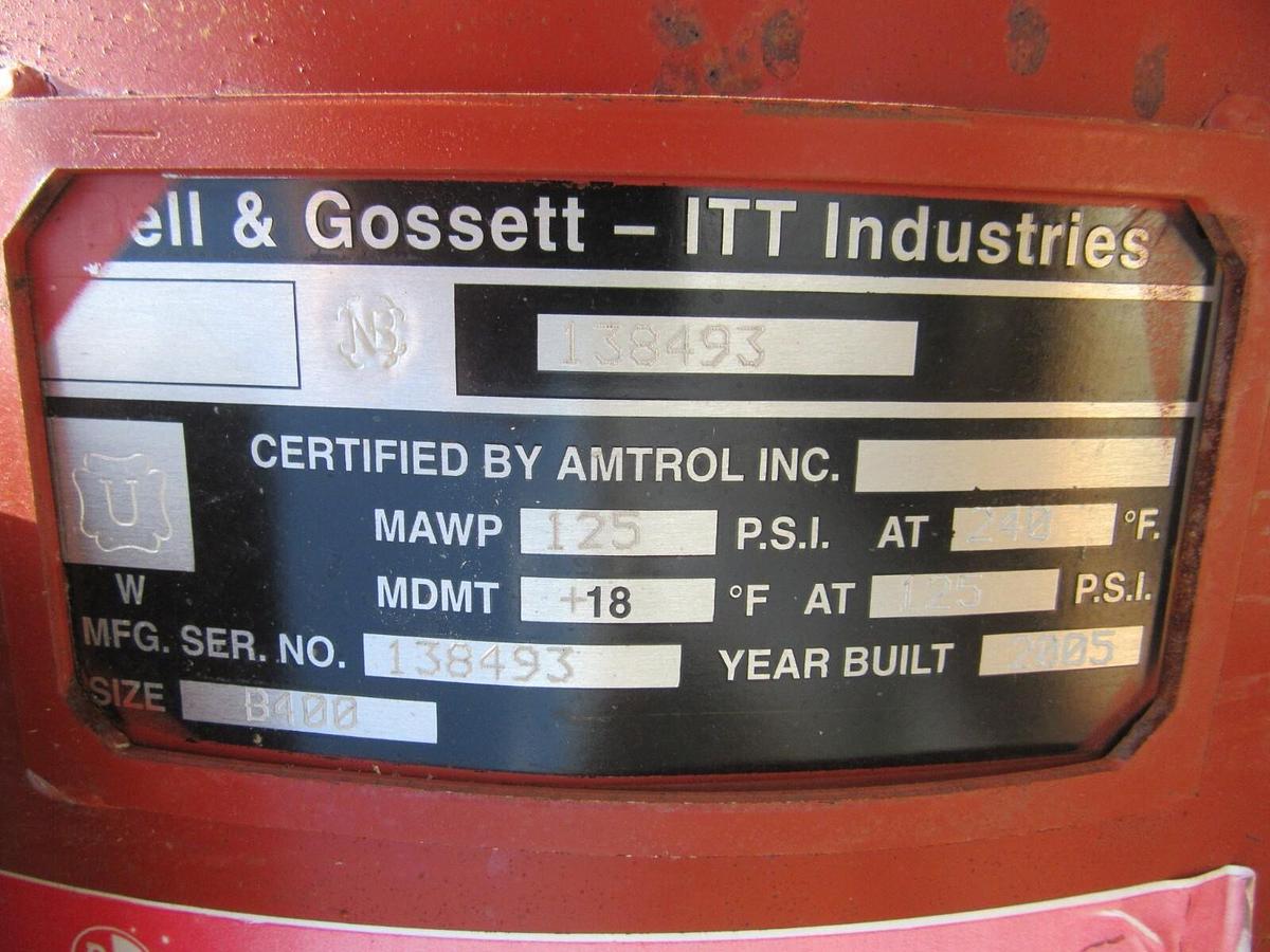 Used 2005 BELL & GOSSETT - ITT INDUSTRIES B400 VERTICAL PRESSURIZED EXPANSION TANK