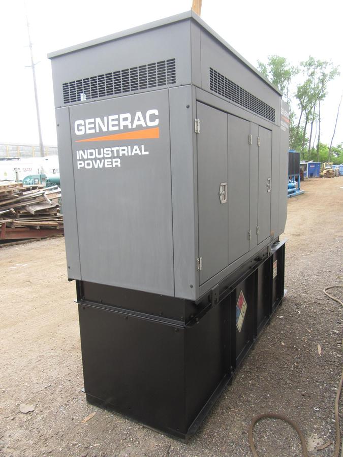 Used 48 KW DIESEL GENERATOR GENERAC 120/240 V FPT 366 HRS SOUND ENCLOSED VIDEO 50 KW